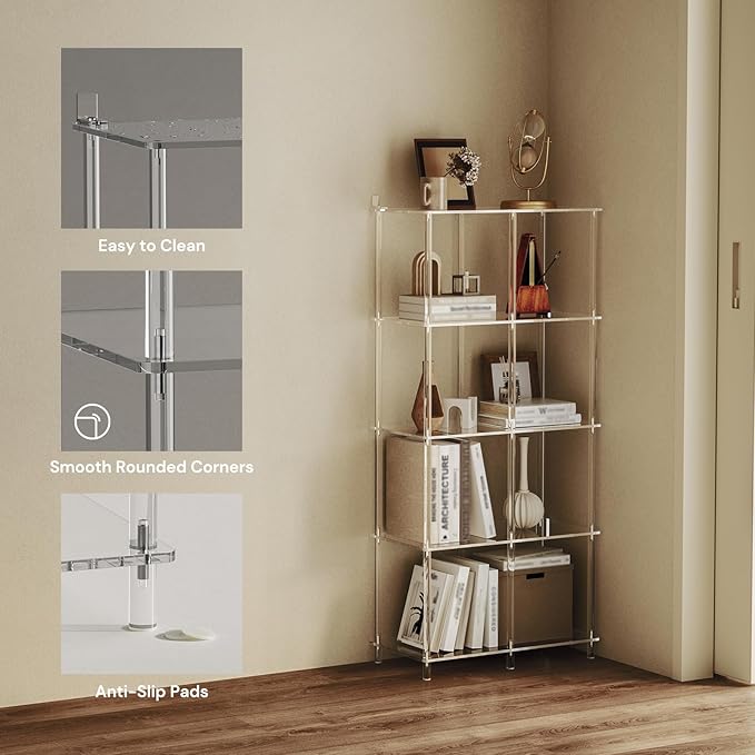 5-Tier Acrylic Bookshelf with 8 Cube Storage, 50.8" H, Easy Assembly - Image 4