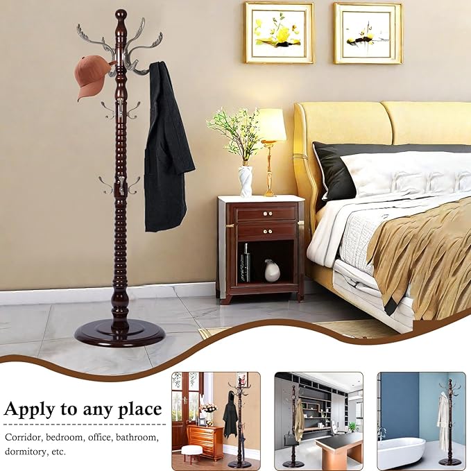 Coat Rack Stand, Solid Wooden Coat Tree - Image 7