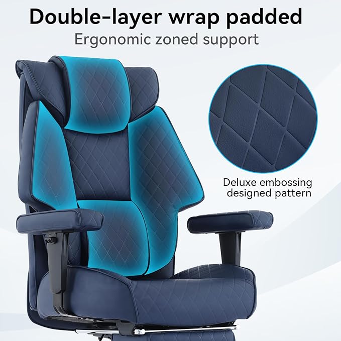 Big and Tall Office Chair with Footrest, PU Leather High Back Executive Office - Image 4