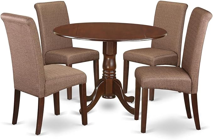 East West Furniture DLBA5-MAH-18 5 Piece Dining Room Table Set Includes a Round by EastWestFurniture