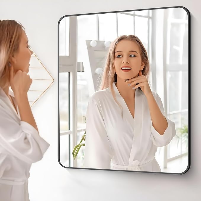39" x 39"Bathroom Mirror, Matte Black Wall Mirror - Image 4