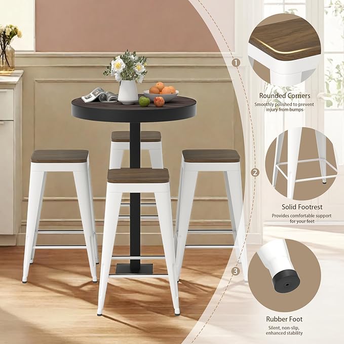 30 inch Backless Bar Stools Set of 4, Indoor Metal Bar Stools - Image 4