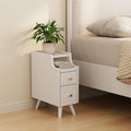 Small Nightstand with Drawers, Solid Wood Bedside Table, Narrow White Nightstand by AQIMUELE-Solidwoodfurniture