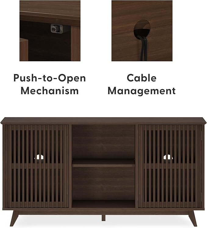 Plank+Beam Mid-Century Modern Wood TV Stand, Solid Wood Entertainment Console - Image 5