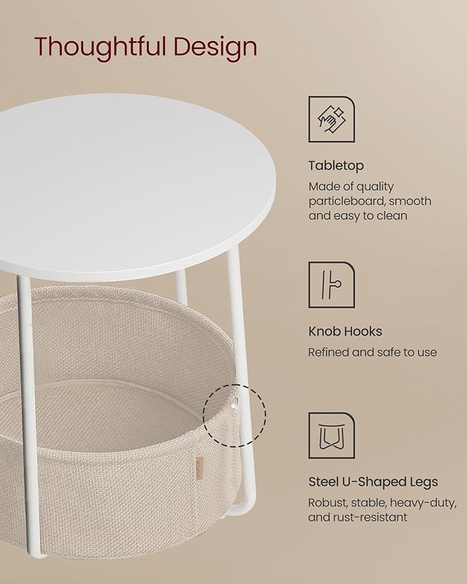 VASAGLE Small Round Side End Table, Modern Nightstand - Image 5