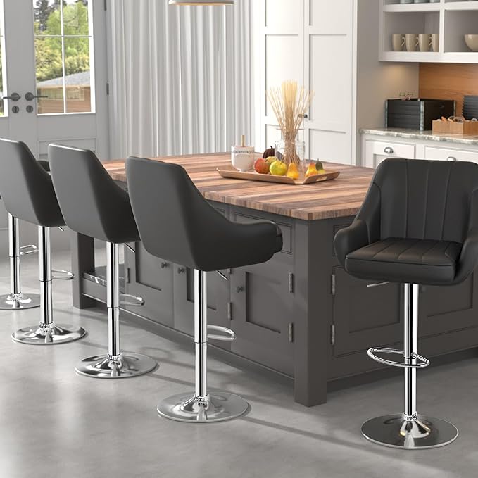 VECELO Bar Stools Set of 2, Adjustable Barstools, Counter Height Stools - Image 6