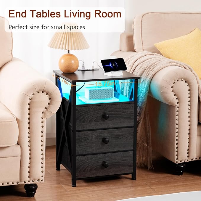 AMHANCIBLE Night Stand Set 2, LED Nightstand - Image 7