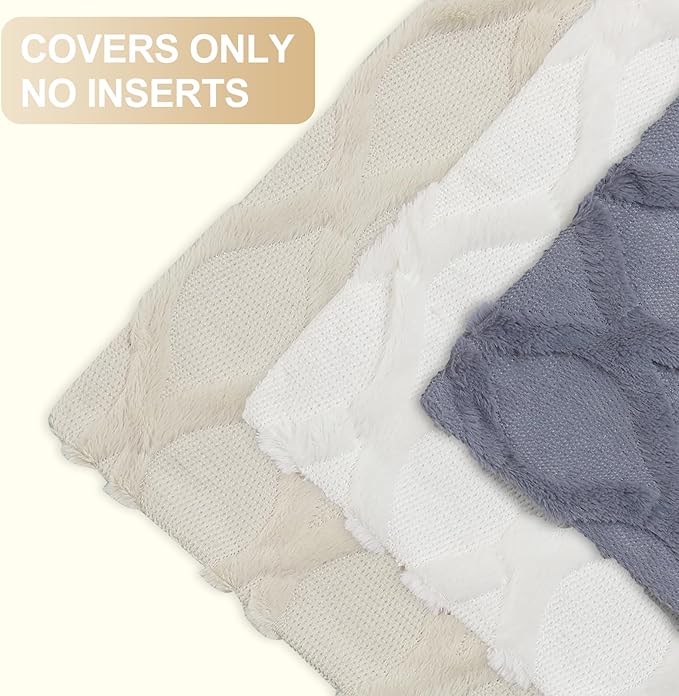 decorUhome Throw Pillow Covers 12x20 Inch Set of 2, Soft Plush Faux Fur Wool - Image 6