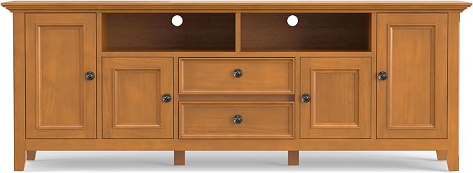 SIMPLIHOME Amherst 72-inch Wide Solid Wood TV Stand in Light Golden Brown - Image 6
