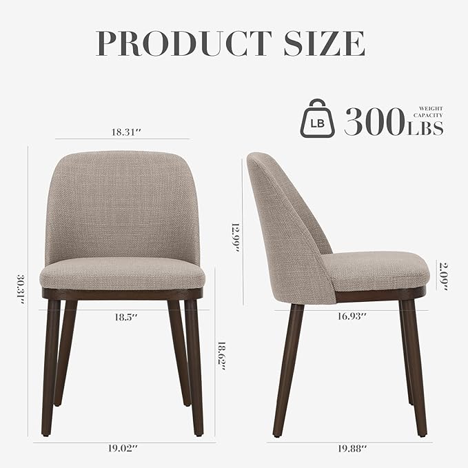 COLAMY Upholstered Dining Chairs Set of 2, Modern Kitchen Chairs - Image 8