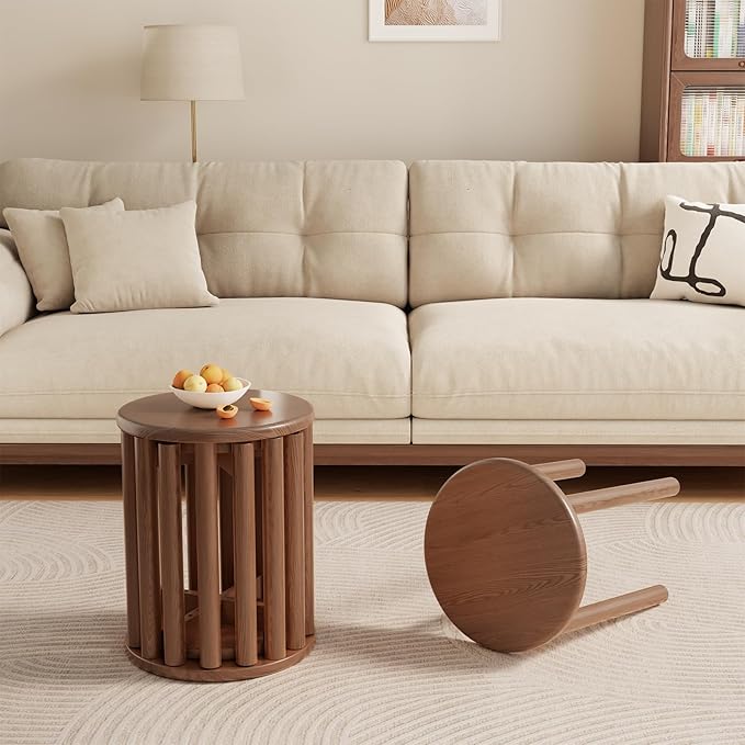 Stackable Stools Set of 4, Wooden Stools 18 Inch Stool Nesting Side Tables - Image 8