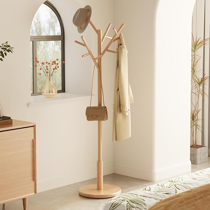 Coat Rack, Solid Wood Coat Rack Freestanding - Image 3