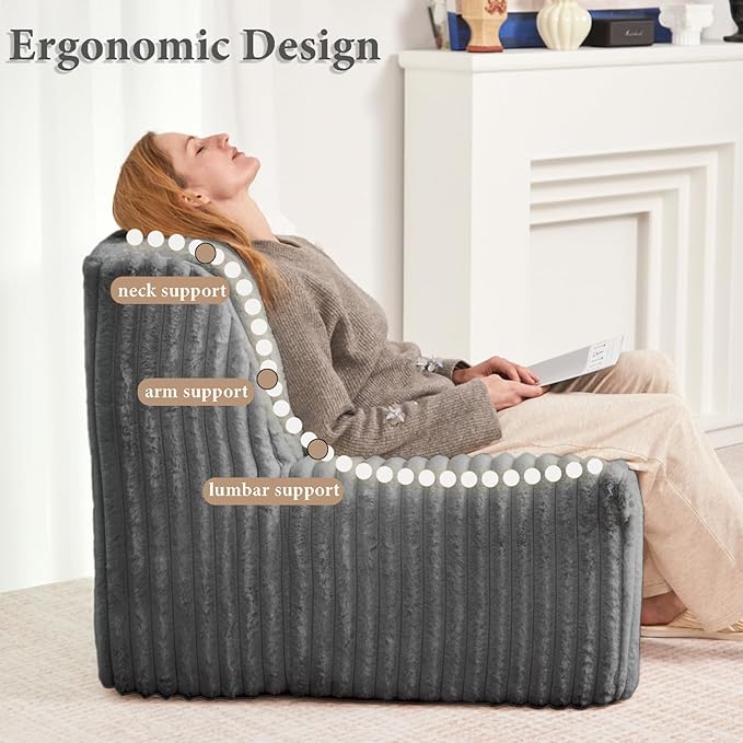Super Comfy Lazy Sofa Chair, Soft Faux Fur Accent Chair - Image 2
