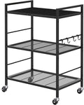 3-Tier Metal Storage Rack with Industrial Wheels, Mesh Shelving Unit with by Unknown