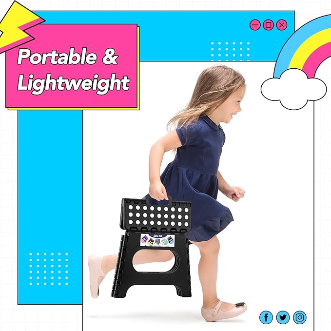 Delxo Folding Step Stool, 11 Inch Non-Slip Foldable Step Stools, Portable - Image 8