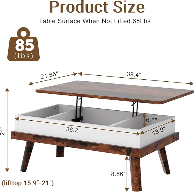 Shintenchi Coffee Table, Lift Top Coffee Table - Image 3