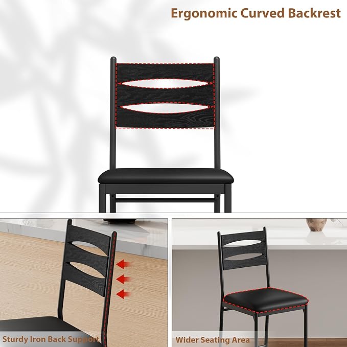 GarveeHome Bar Stools Set of 4, Wooden Barstools, Faux Leather Upholstered Bar - Image 5