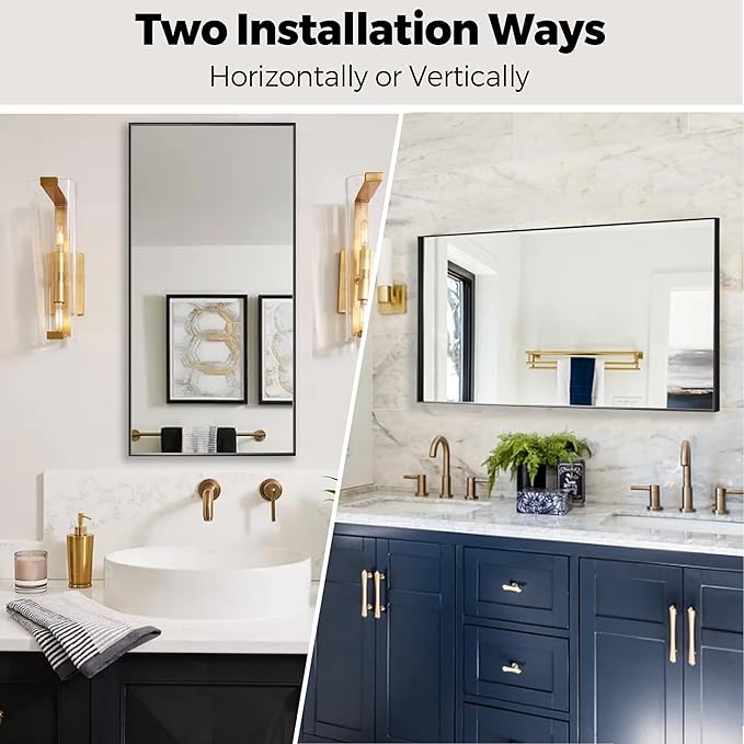 20x40 Inch Black Bathroom Mirror - Image 3