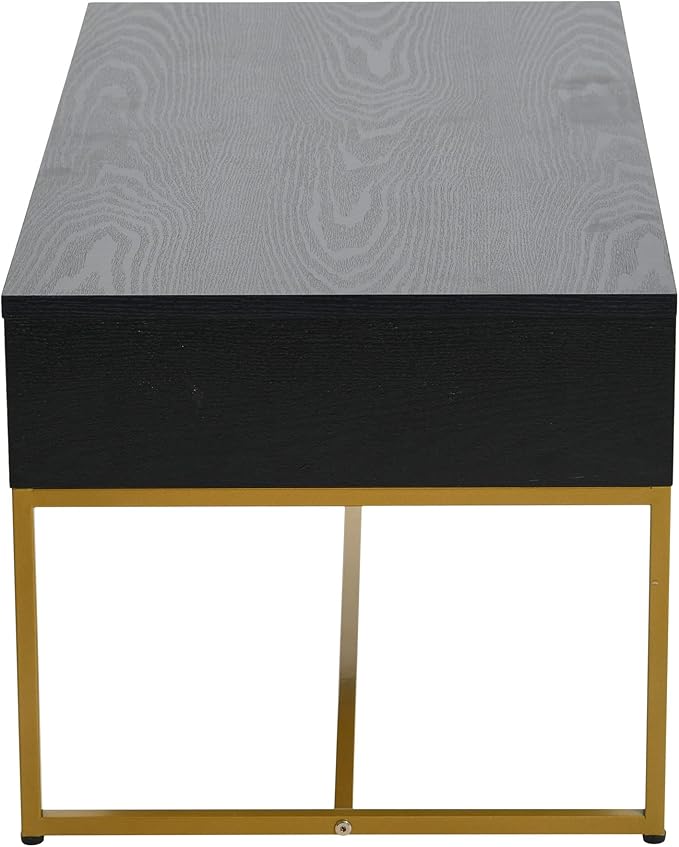 Household Essentials Wrap Rectangular Coffee Table Black Oak Wood Grain and - Image 5