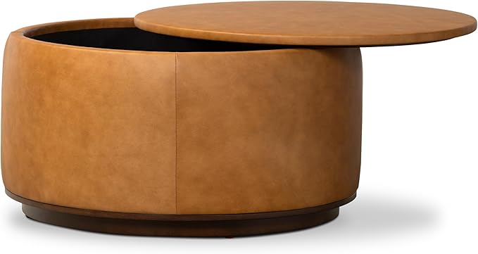 POLY & BARK Herve Storage Ottoman in Cognac Tan - Image 5