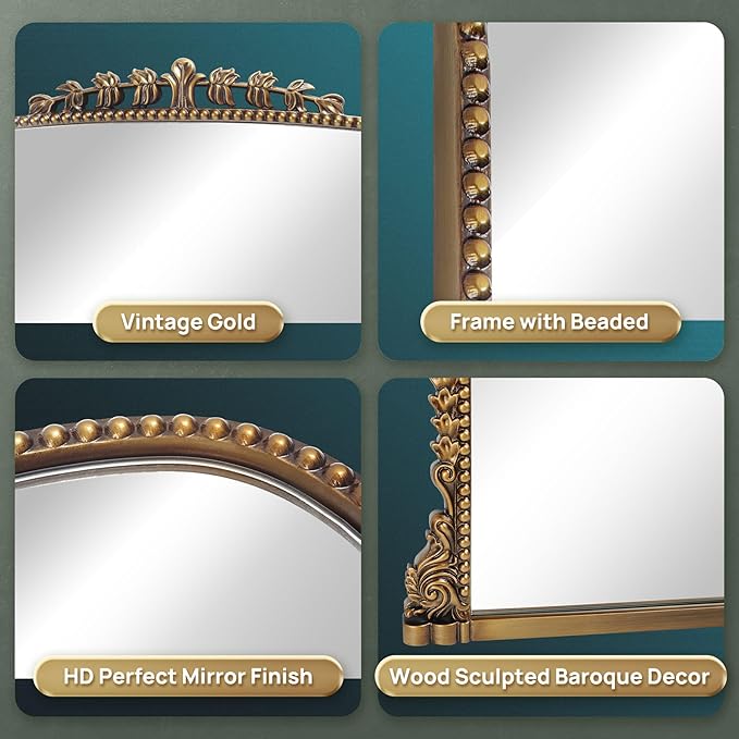 36"x23" Vintage Baroque Mirror - Image 3