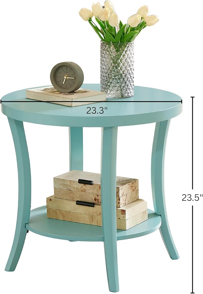 Roundhill Furniture Perth Contemporary Round End Table - Image 2