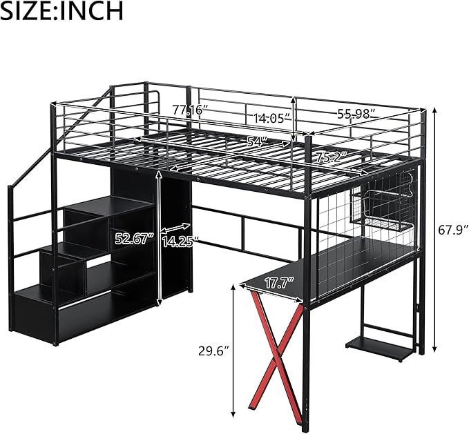 Merax Full Size Metal Loft Bed - Image 2