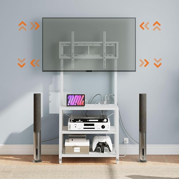 HOOBRO Rolling TV Stand with Mount and Power Outlet Up to 55 inch TV, Corner - Image 4