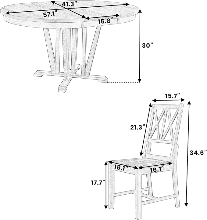 Ball & Cast Rustic 5-Piece Extendable Dining Table Set - Image 2