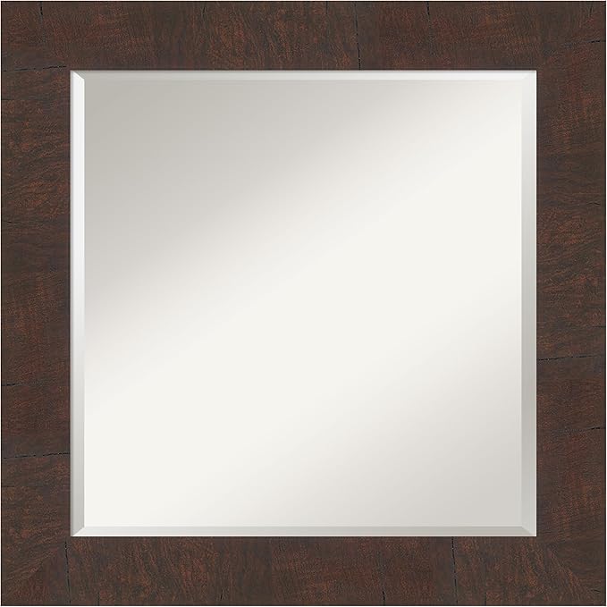 Amanti Art Brown Wall Mirror 25x25 Wildwood Brown Square Bathroom Mirror by AmantiArt