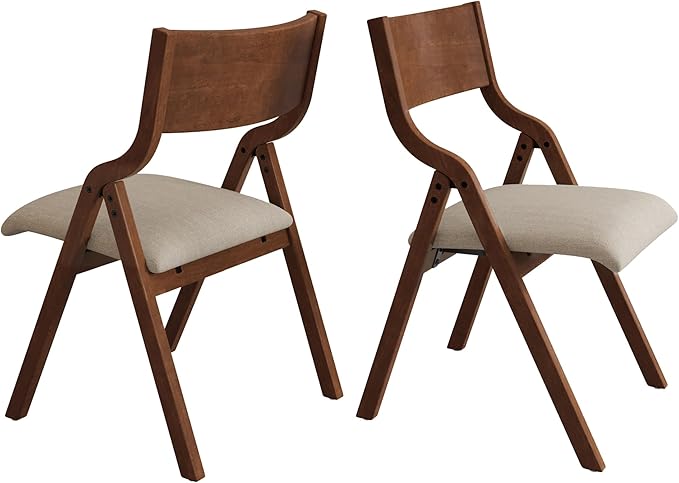 Folding Dining Chairs Set of 2, Upholstered Kitchen Chair - Image 7