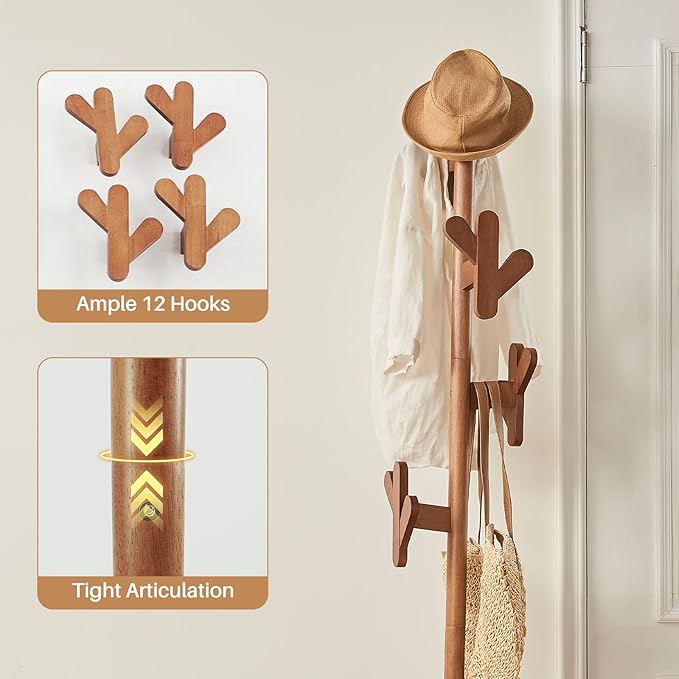 Uniclinens Solid Wood Coat Rack Freestanding - Image 3