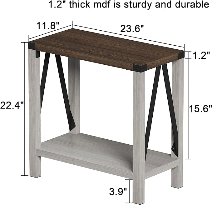 ChooChoo Farmhouse End Table for Small Spaces, Narrow Side End Table - Image 2
