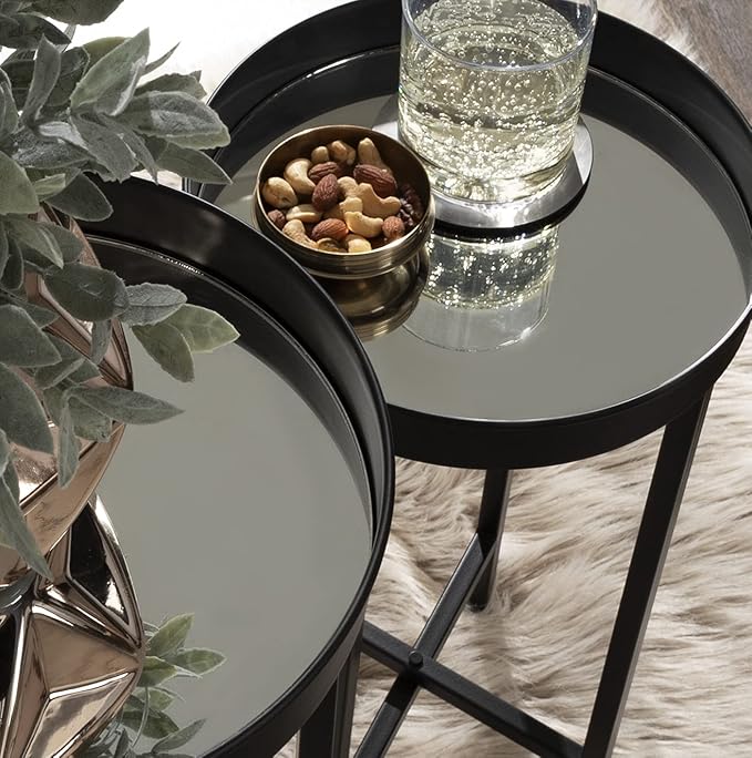 Kate and Laurel Celia Modern Side Table; Set of 2; Black; Sophisticated Metal - Image 4