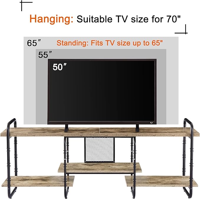 VECELO TV Stands for 65 Inch, Entertainment Center/Media Console Table - Image 7