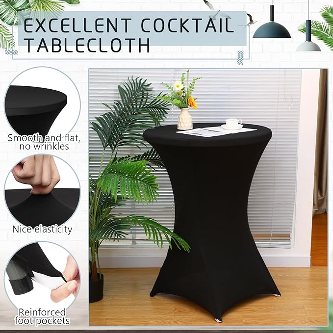 Wenqik 2 Sets 32" High Top Round Folding Cocktail Tables White Bar Height - Image 4