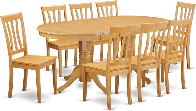 East West Furniture VAAN9-OAK-W 9 Piece Modern Dining Table Set Includes an by EastWestFurniture