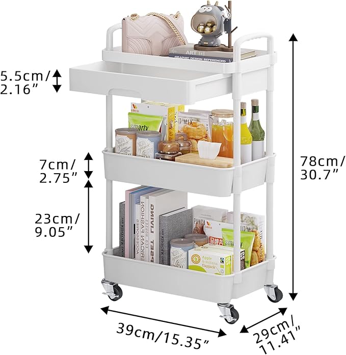 Calmootey 3-Tier Rolling Utility Cart - Image 5