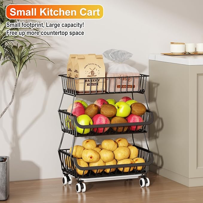 3-Tier Rolling Pantry Cart - Image 8