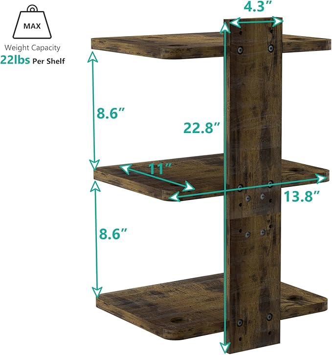 WALI Projector Mount Floating TV Shelf, Holds Up to 22lbs, Wooden Floating Shelf - Image 3