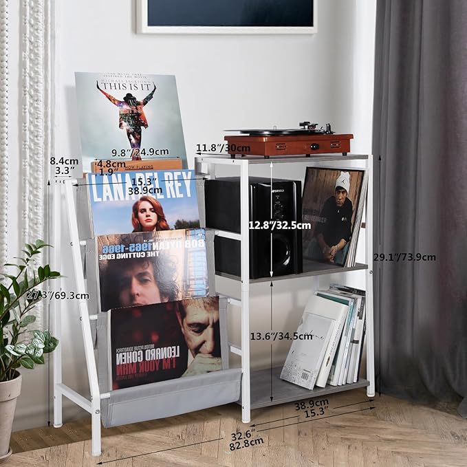 Record Player Stand, 3-Tier Vinyl Record Storage, Turntable Stand - Image 3