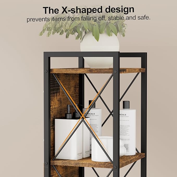 Homhedy 5 Tier Bookshelf Bookcase, Tall Narrow Bookshelf - Image 4