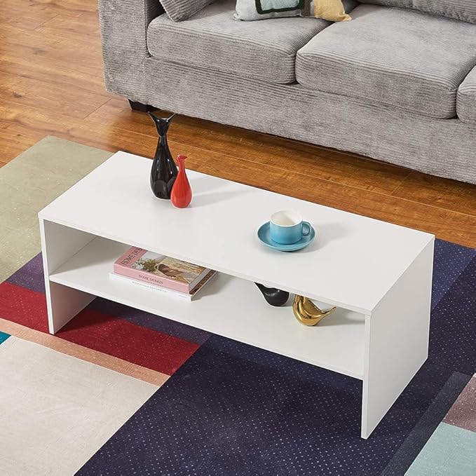 Panana 2-Tier Coffee Table Simple Couch Sofa Side End Table Tea Accent Table - Image 5