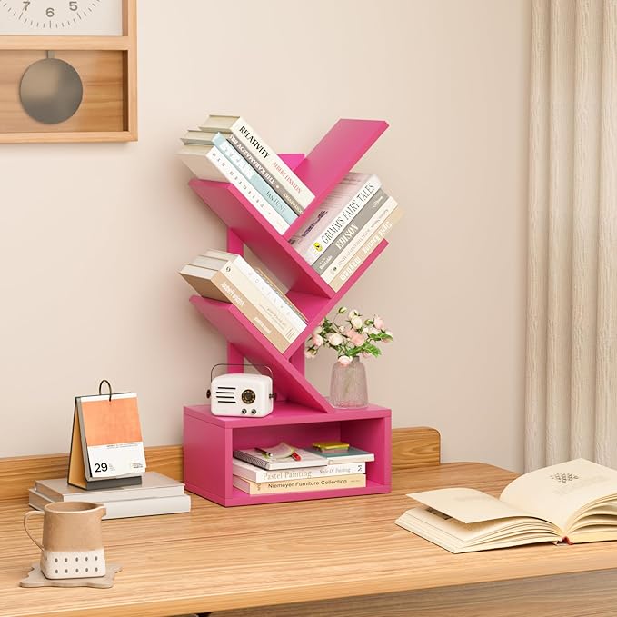 Small Tree Book Shelf, 5 Tier Black Tree Bookshelf, Desktop Bookcase, Modern - Image 8