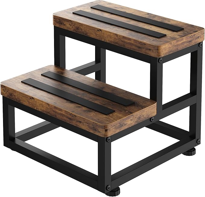 2 Step Wooden Step Stools for Adults Kids, Heavy Duty Stepping Stools Wooden by FYGUESDIRECT