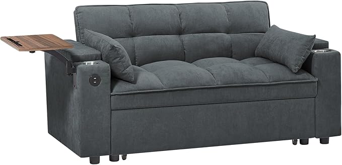 3 in 1 Queen Loveseat Convertible Sofabed Modern Living Room Multifunctional - Image 4