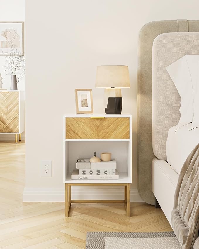 Nightstand, Boho Night Stand Wood Farmhouse Bedside Table - Image 7