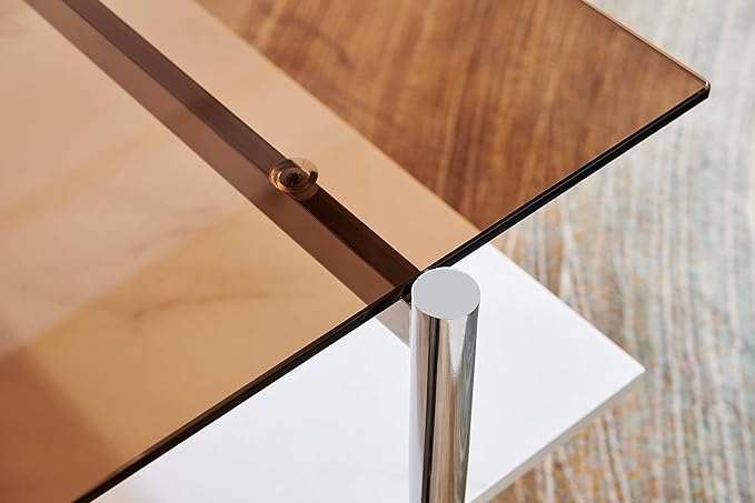 AGV LIGHTING Tadio Glass Coffee Table, Mid-Century Modern Coffee Table - Image 5