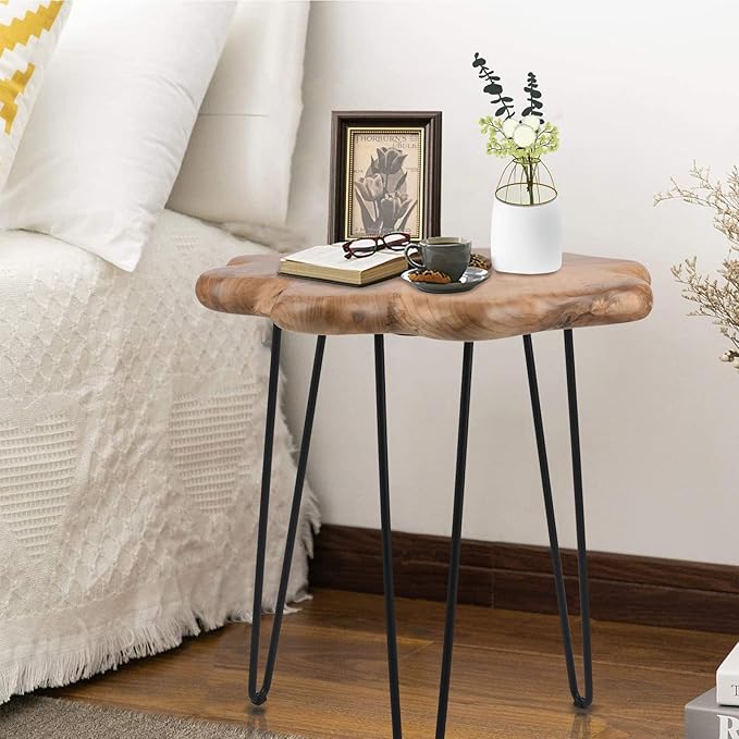19.5 Inch Live Edge Side Table, Wood Freeform Small End Table - Image 7