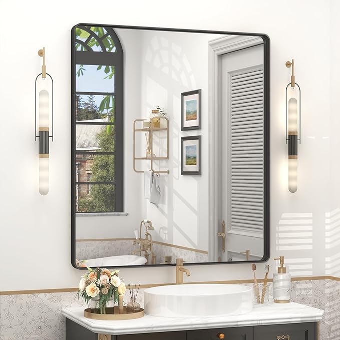 32x36 Inch Black Framed Bathroom Mirror by VANLIOBathroomMirror